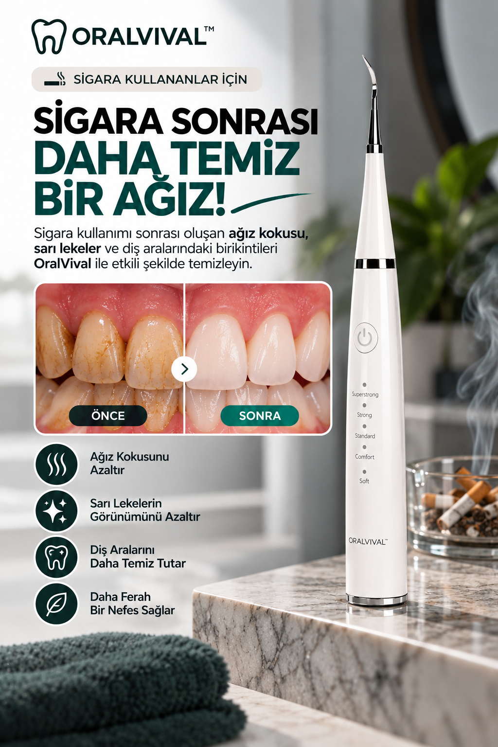 Oralvival™ Pro | Akıllı Ultrasonik Diş Temizleyici