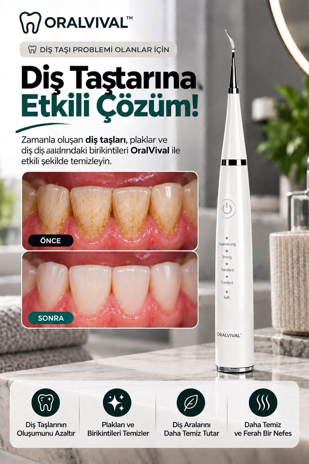 Oralvival™ Pro | Akıllı Ultrasonik Diş Temizleyici