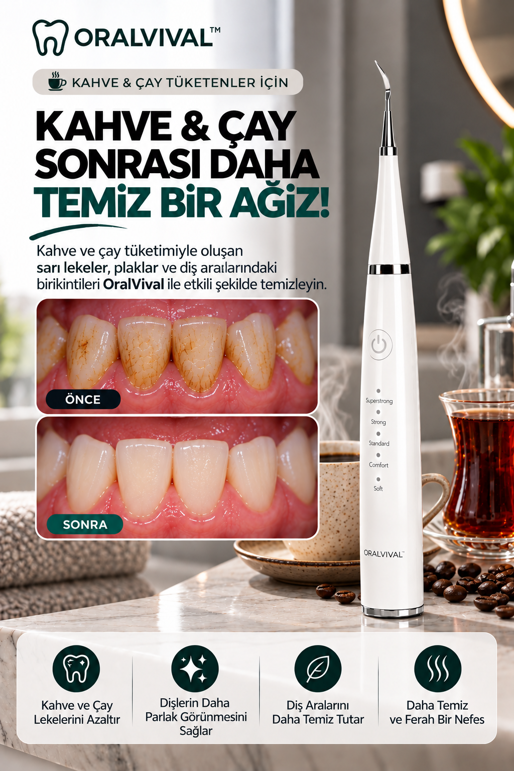 Oralvival™ Pro | Akıllı Ultrasonik Diş Temizleyici