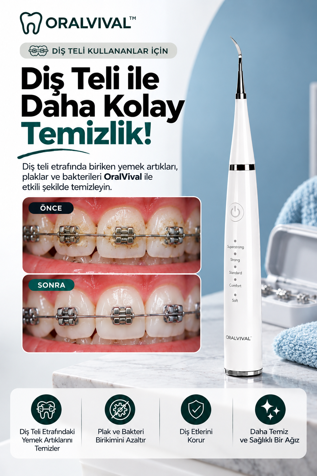 Oralvival™ Pro | Akıllı Ultrasonik Diş Temizleyici