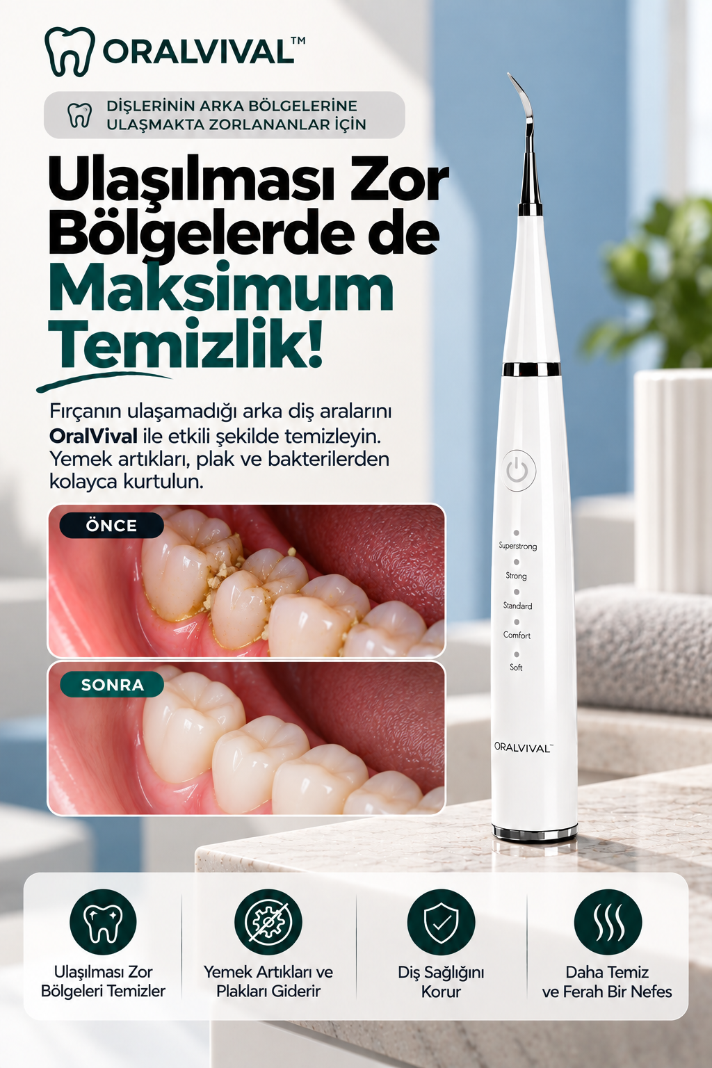 Oralvival™ Pro | Akıllı Ultrasonik Diş Temizleyici
