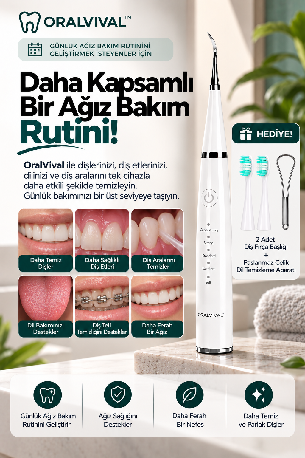 Oralvival™ Pro | Akıllı Ultrasonik Diş Temizleyici