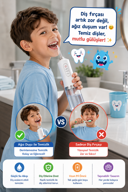 Oralvival Pro™ Taşınabilir Ağız Duşu - Diş, Dil ve Diş Teli Bakım Seti