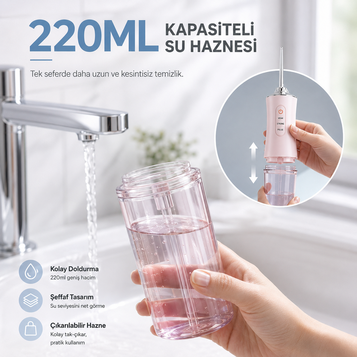 Oralvival Pro™ Taşınabilir Ağız Duşu - Diş, Dil ve Diş Teli Bakım Seti