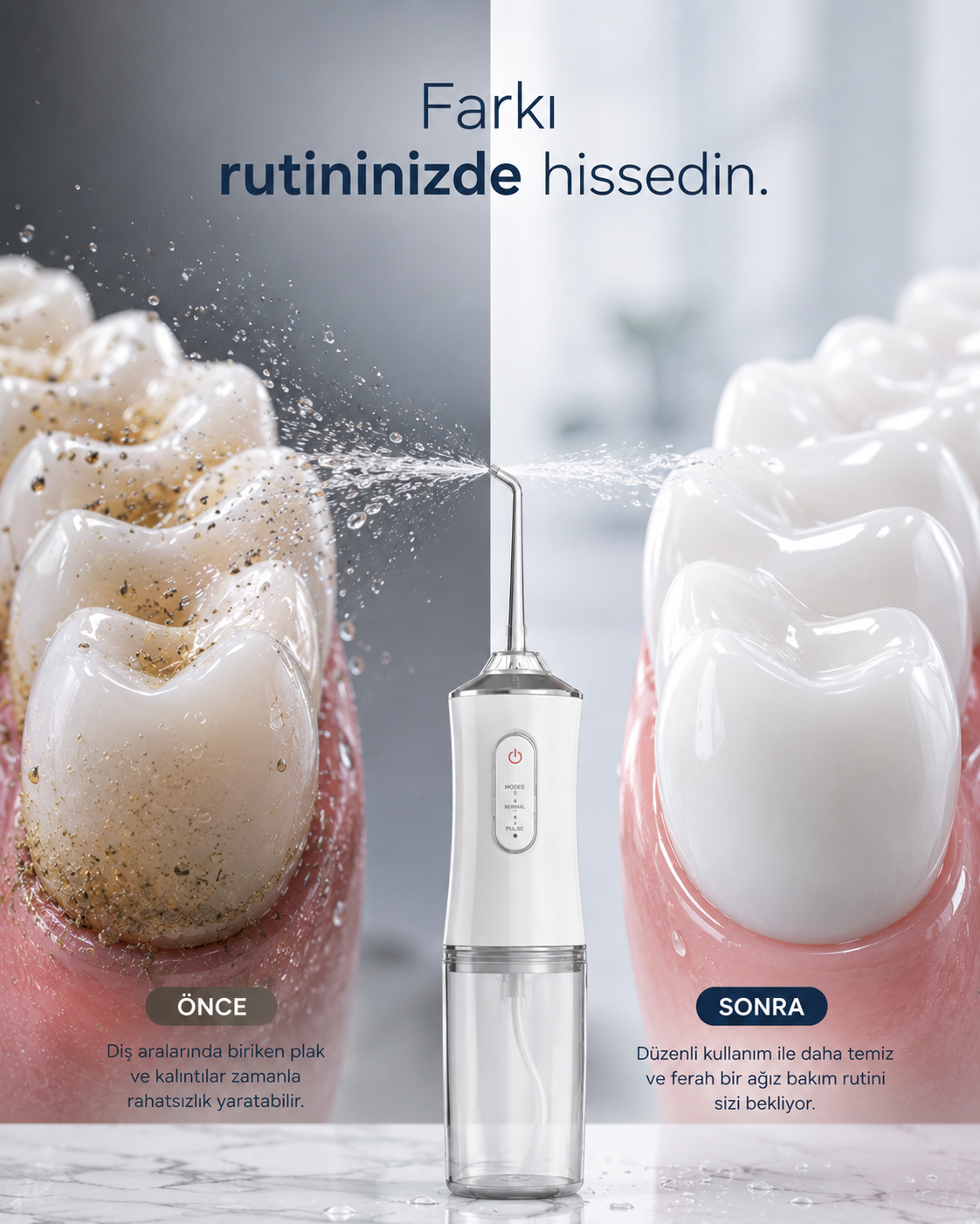 Oralvival Pro™ Taşınabilir Ağız Duşu - Diş, Dil ve Diş Teli Bakım Seti