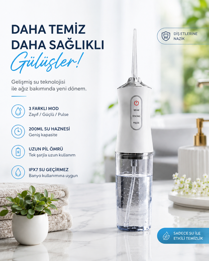 Oralvival Pro™ Taşınabilir Ağız Duşu - Diş, Dil ve Diş Teli Bakım Seti