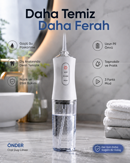 Oralvival Pro™ Taşınabilir Ağız Duşu - Diş, Dil ve Diş Teli Bakım Seti