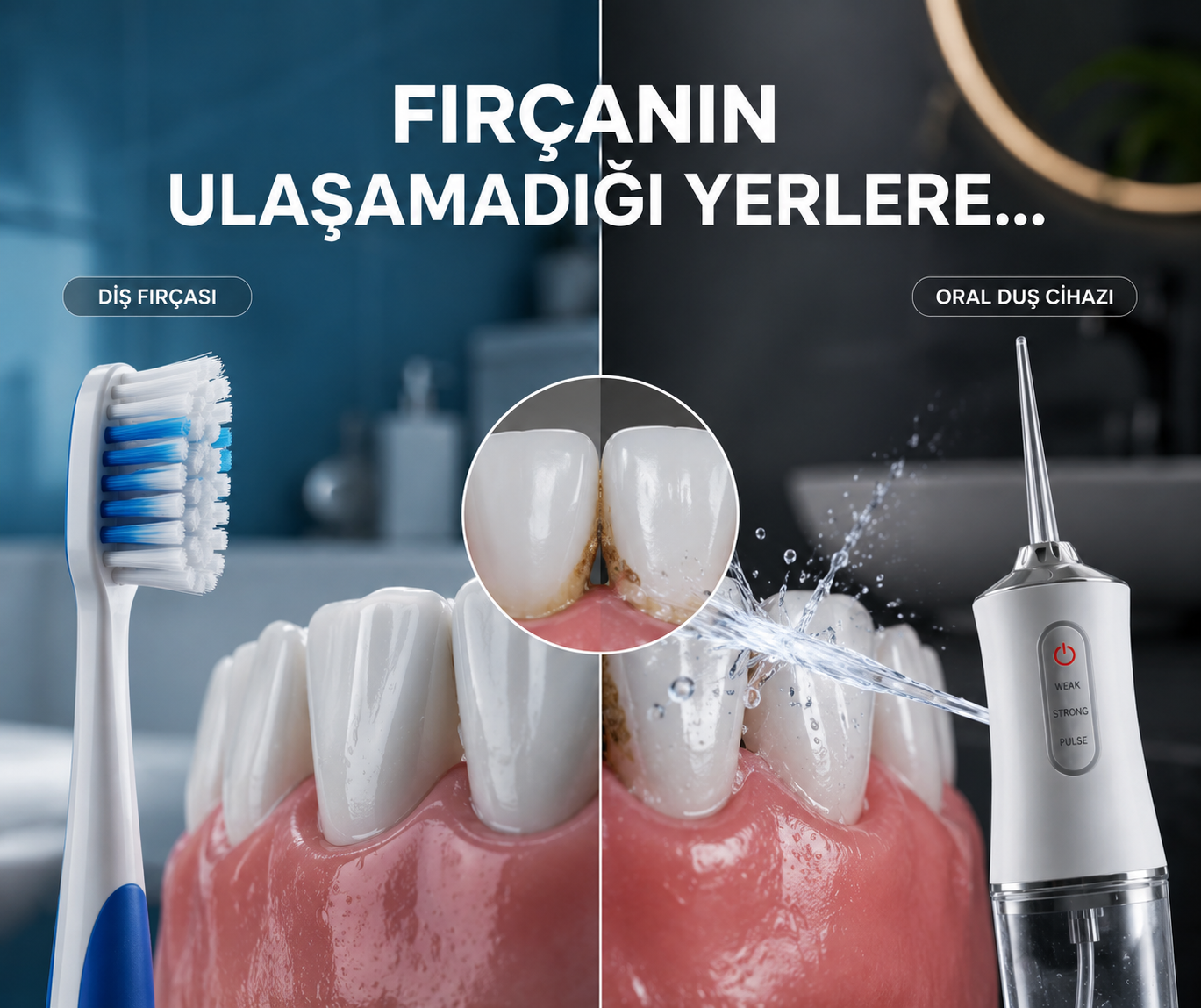 Oralvival Pro™ Taşınabilir Ağız Duşu - Diş, Dil ve Diş Teli Bakım Seti